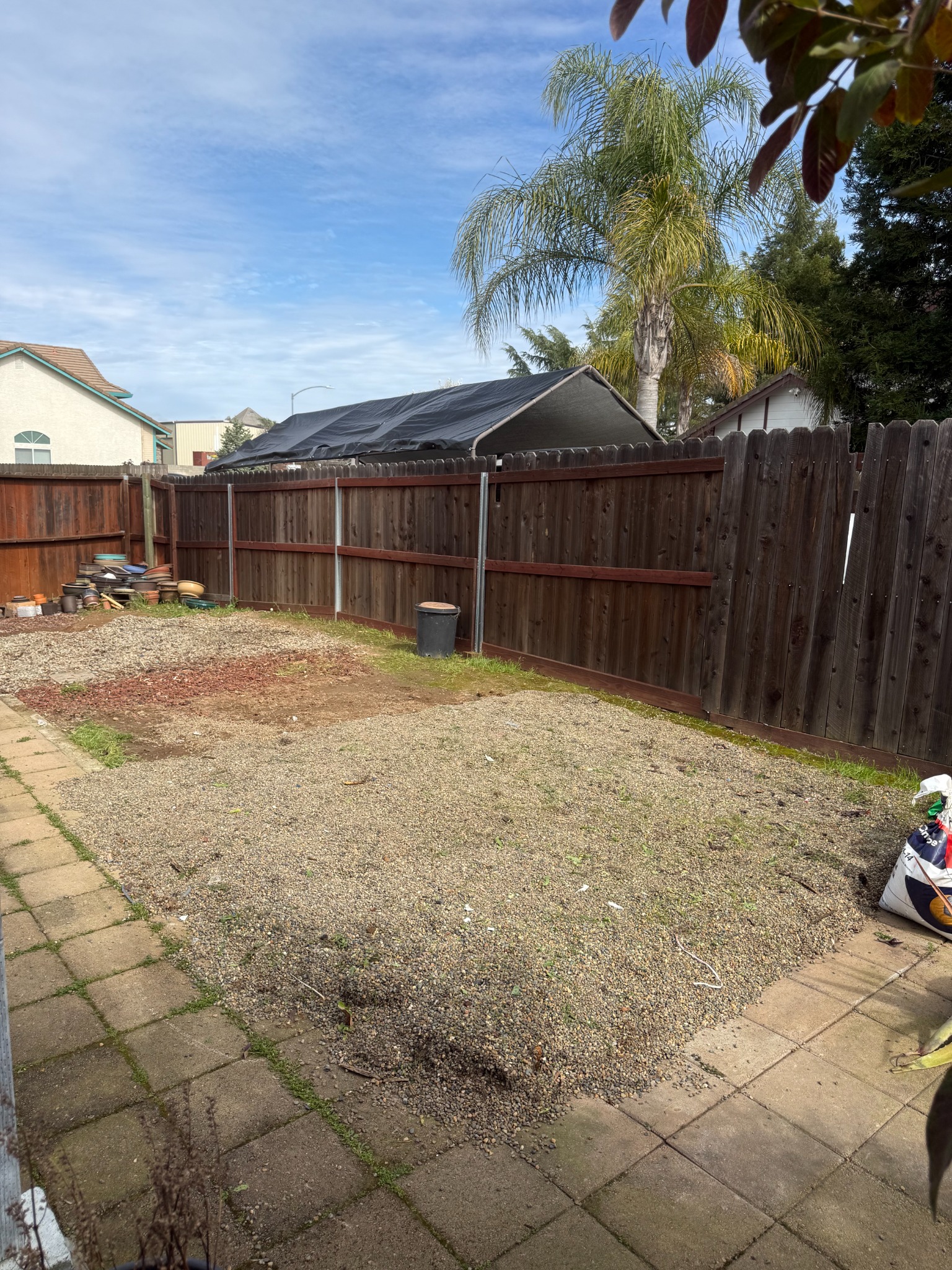 After shed demolition in Elk Grove with shed removed and yard cleared